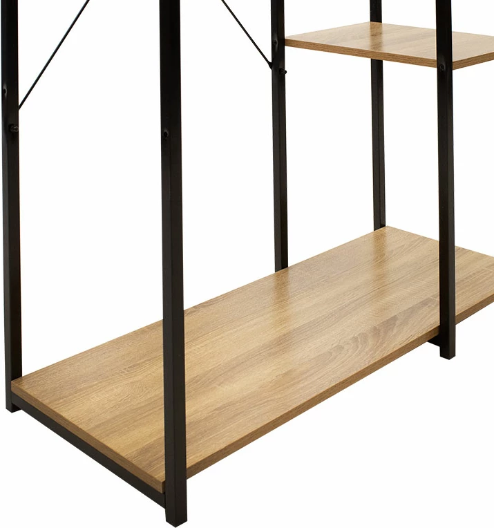 Vhodna enota Ramon, barva hrasta s črnim kovinskim okvirjem, 90,5x41x167 cm