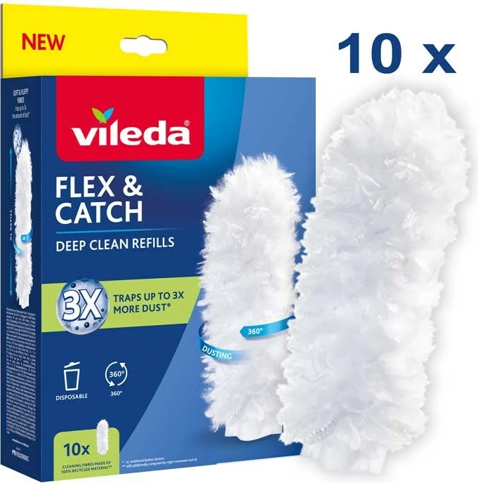 Nadomestni vložki za metlo Vileda Flex&Catch, 10 kos, beli