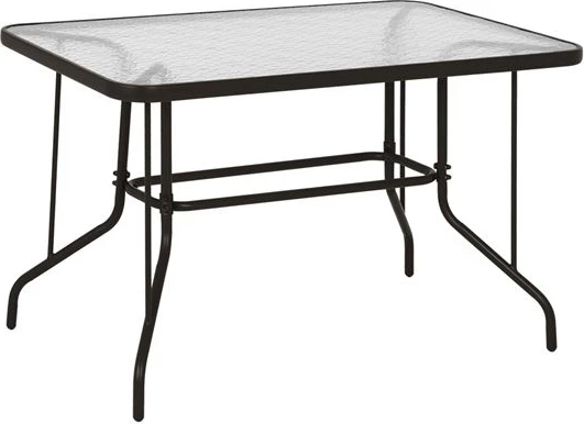 Zunanja kovinska miza rjava FH5679.02 rjava z ojačanim steklenim vrhom 120Χ70Χ71Hcm