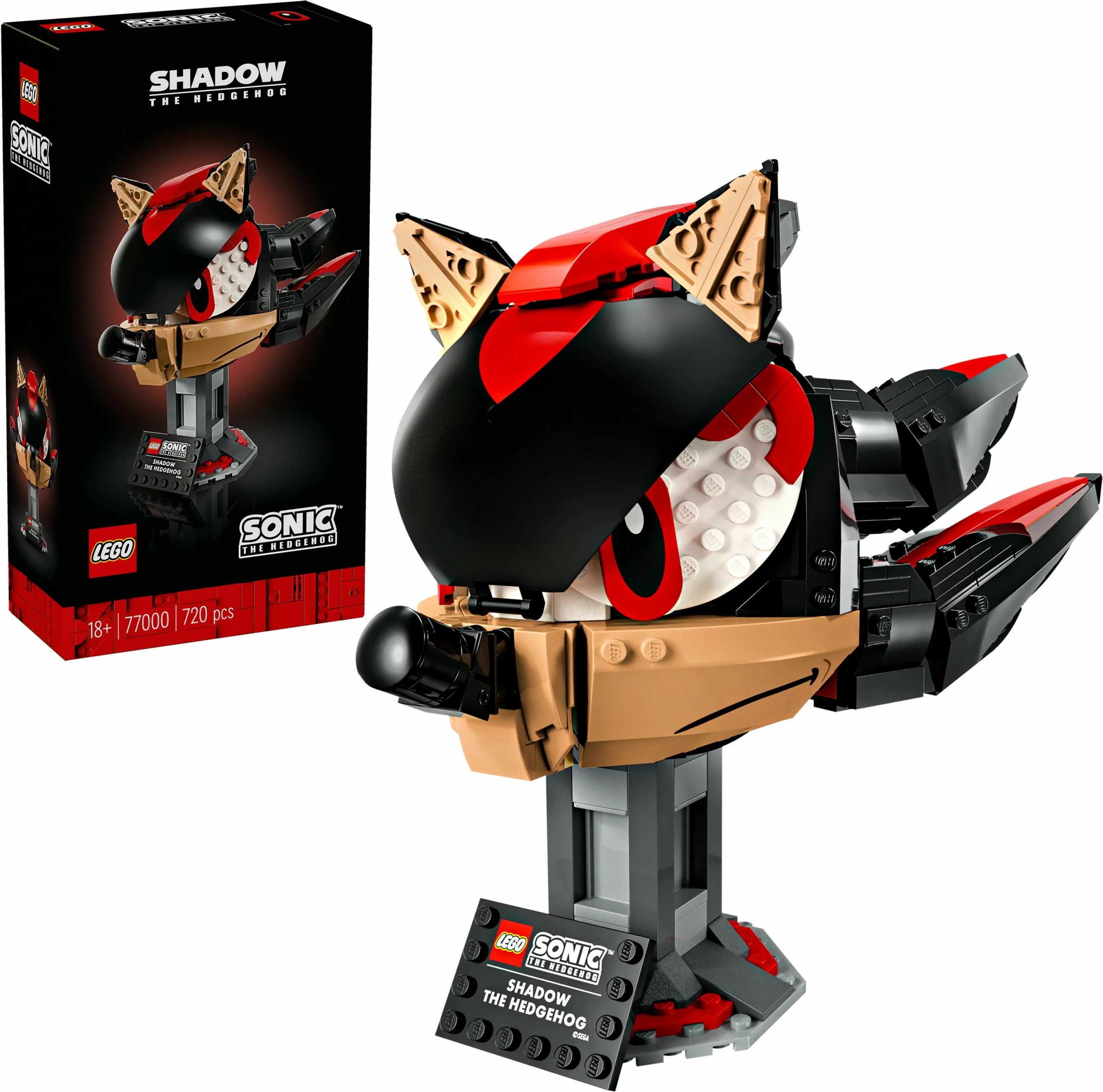 Set za gradnjo glave Shadow the Hedgehog, LEGO 77000, 720 kosov, večbarven