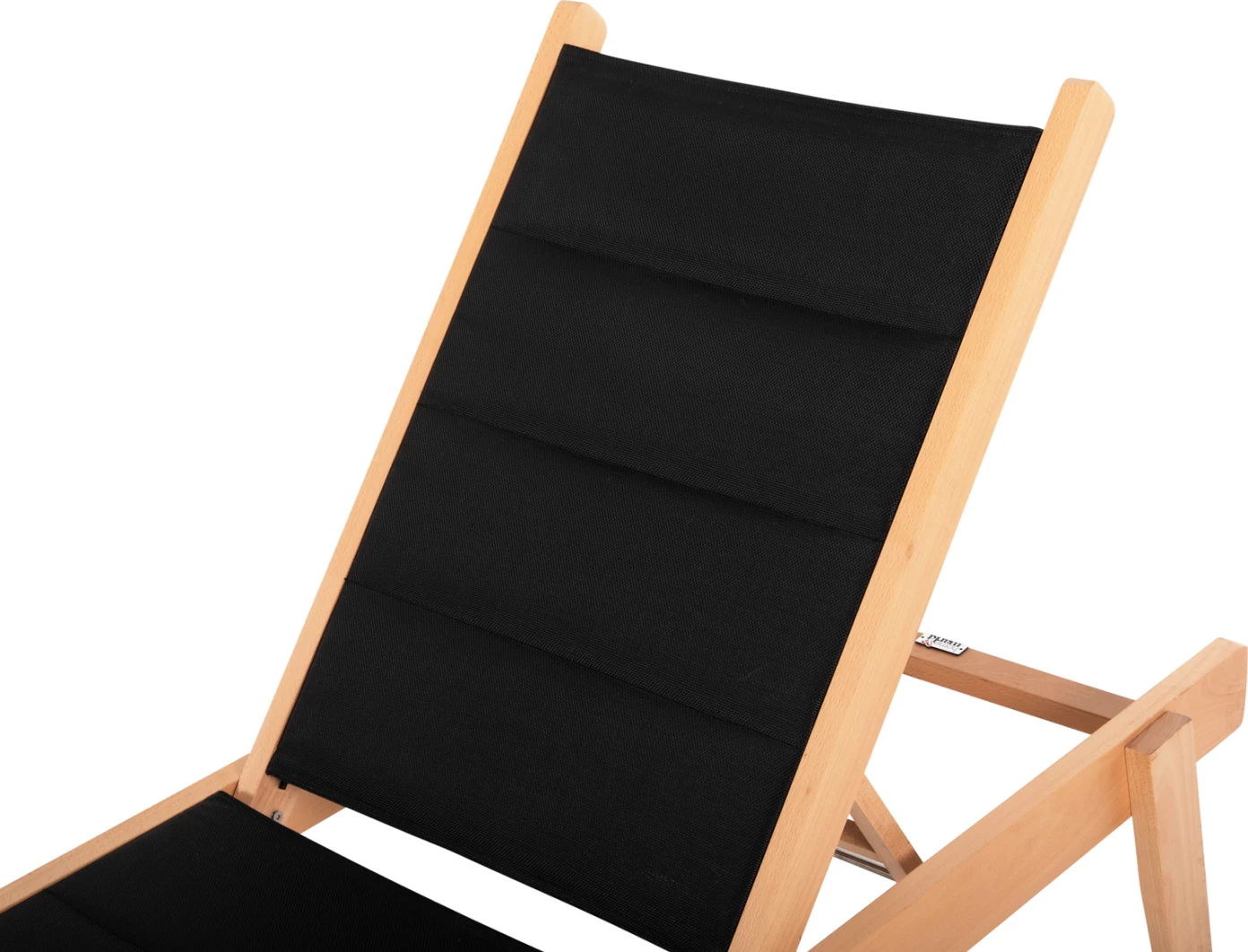 Plažni ležalnik MILOS FH10650.03 iz bukovega lesa v naravni-črni tekstilenski prevleki 204x65x31,5-92,5H cm.91Hcm.