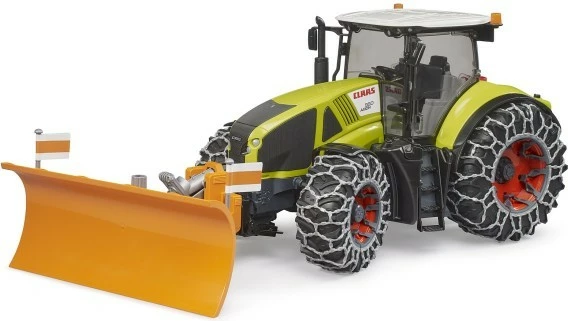 Igrača traktor z nastavljivim snežnim plugom Claas Axion 950, 1:16, zelen/oranž/črn
