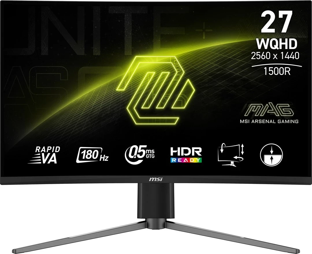 Igralniški ukrivljeni monitor 27", MSI MAG 27CQ6PF, 2560 x 1440, 180 Hz, črn