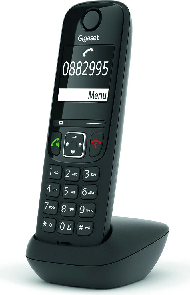 Brezžični telefon Gigaset AS690HX, 150 stikov, zvočnik, ID klica, črn