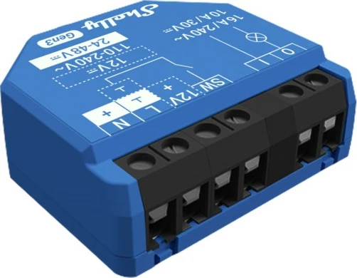 Pametni stikal Shelly 1 Gen3, 1P, brezžični, moder