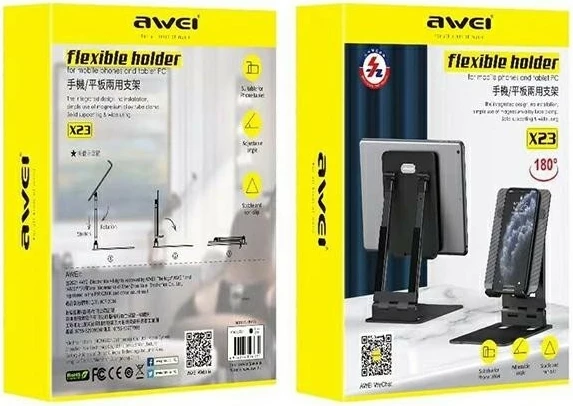 Univerzalni namizni nosilec za telefon in tablico AWEI X23, črn