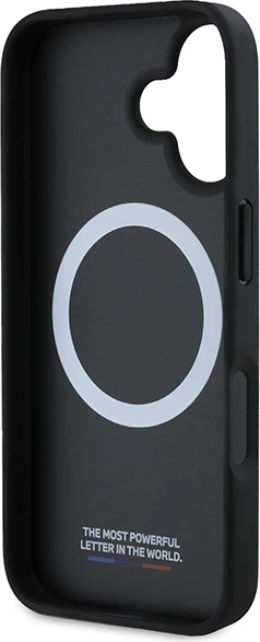 Perforiran ovitek za telefon Tricolor Line, BMW M, MagSafe za iPhone 16 Plus, črn