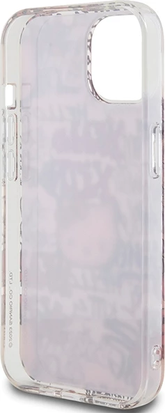 Ovitek z grafiti Hello Kitty IML za iPhone 15, rožnat
