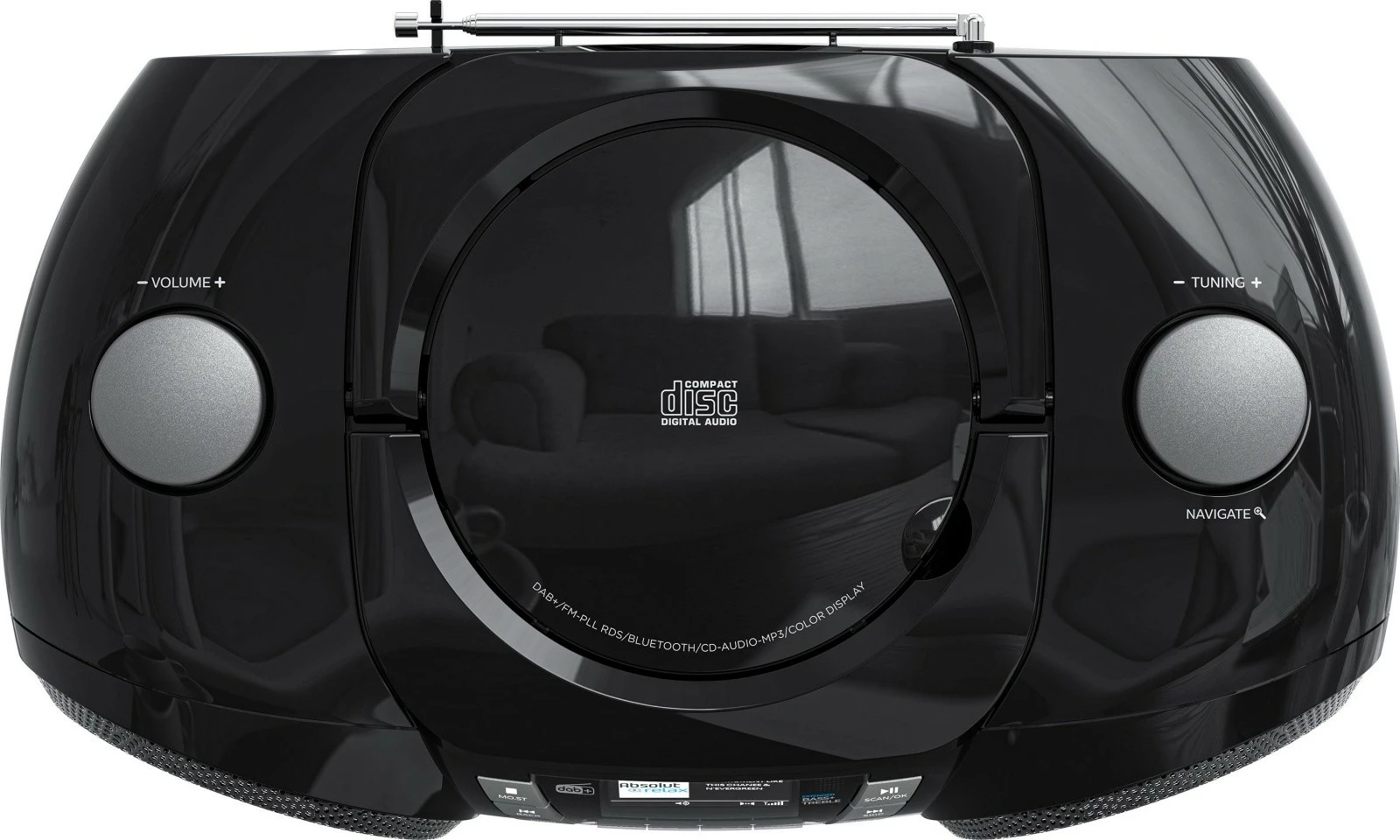 Prenosni boombox radio CD, Sencor SPT 6510DB, DAB+, Bluetooth 5.3, 16 W, LCD zaslon 2,4", črn