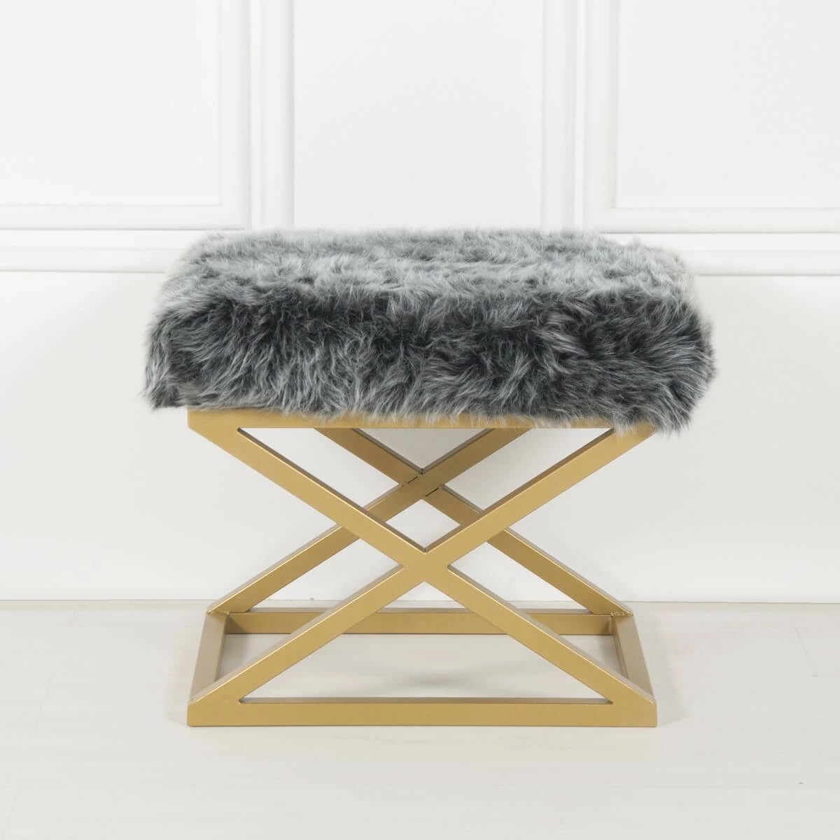 Taburet pliš Capraz, zlat, siv — Atelier del Sofa