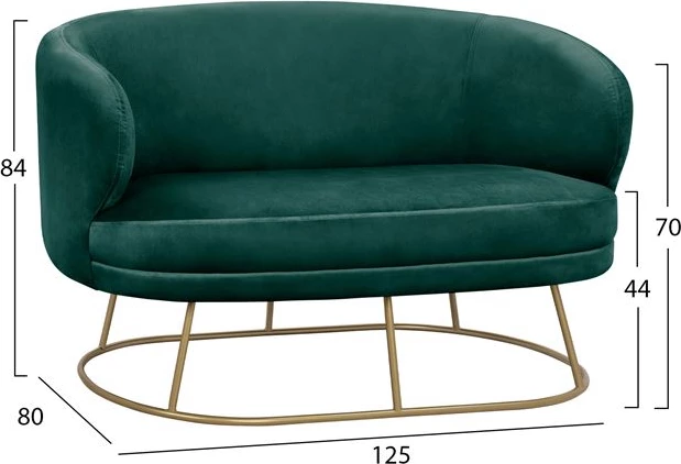 Dvosedna sedežna garnitura Arien iz Velver Cyppress zelene barve z zlato osnovo FH8492.03 125X80X84cm