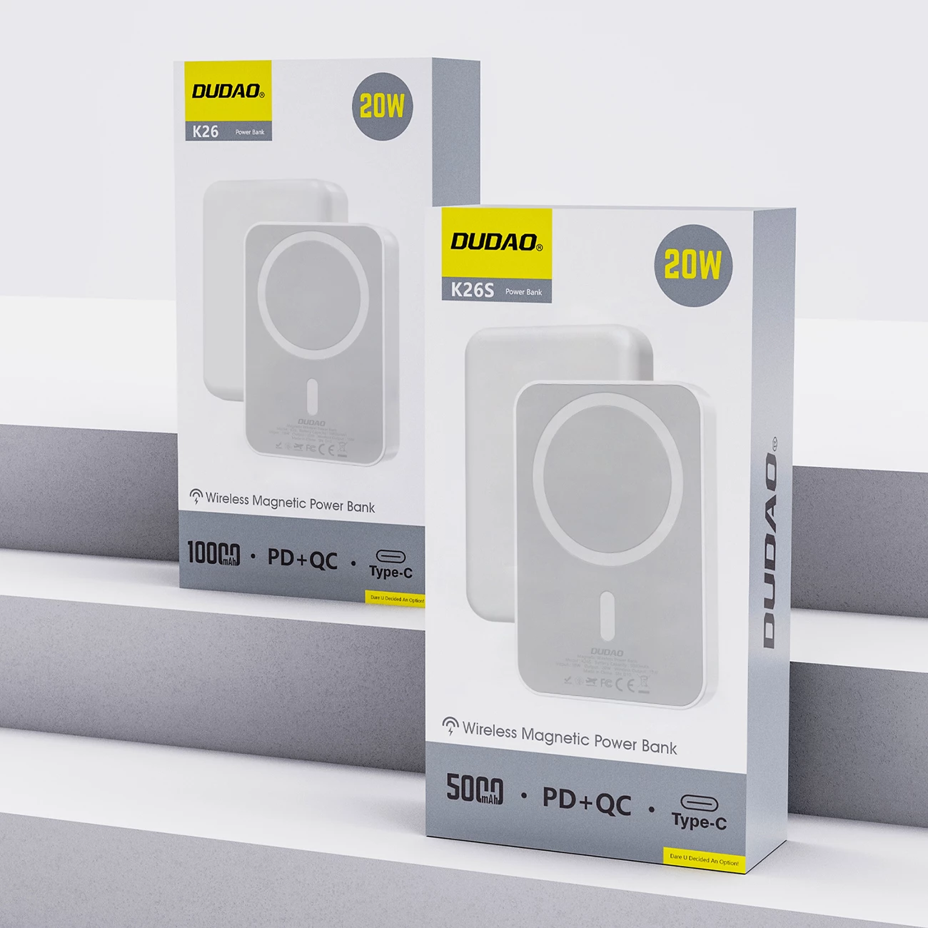 Prenosna baterija Dudao K26, 10000mAh, 20W, USB-A/USB-C/MagSafe, bela