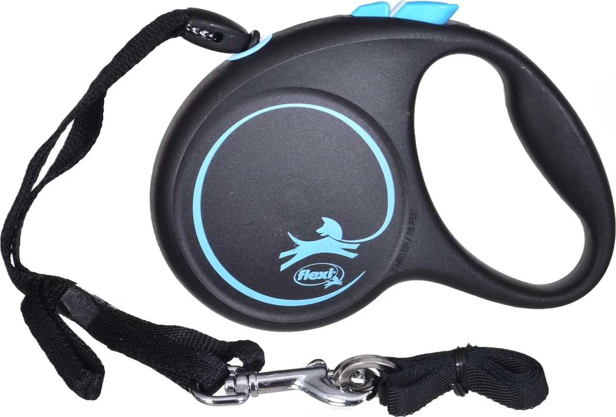 Vlečka za psa Flexi, zložljiva 5 m, črna