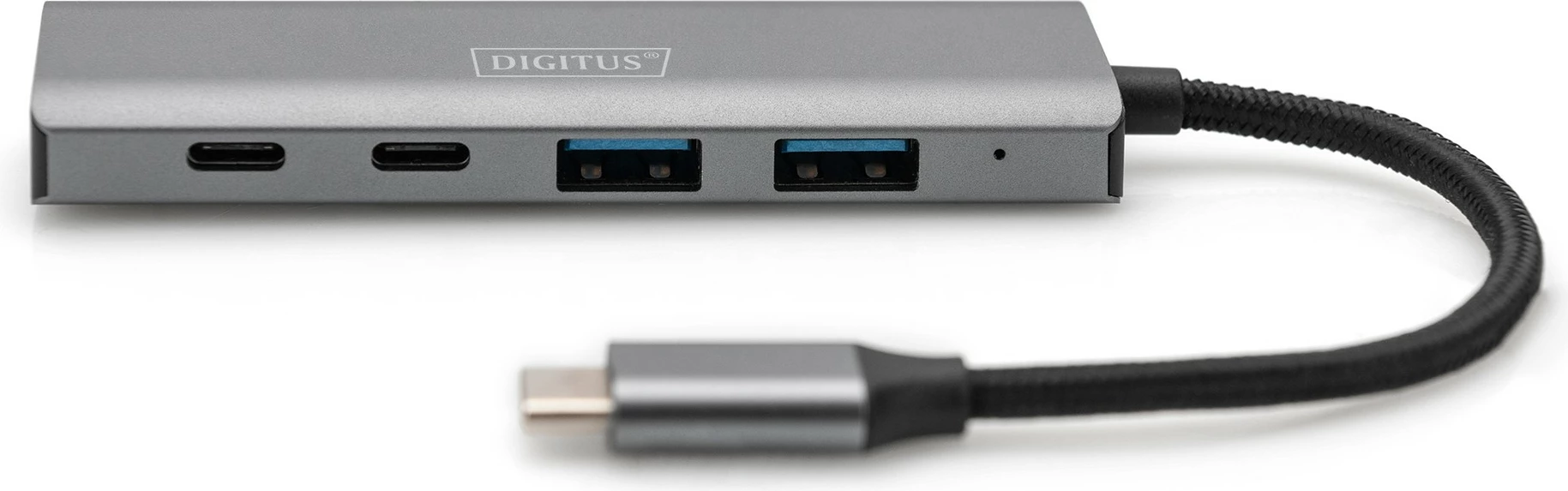 4-portni USB-C hub Digitus, 2x USB-A + 2x USB-C, USB 3.2 Gen 1, siv, aluminij