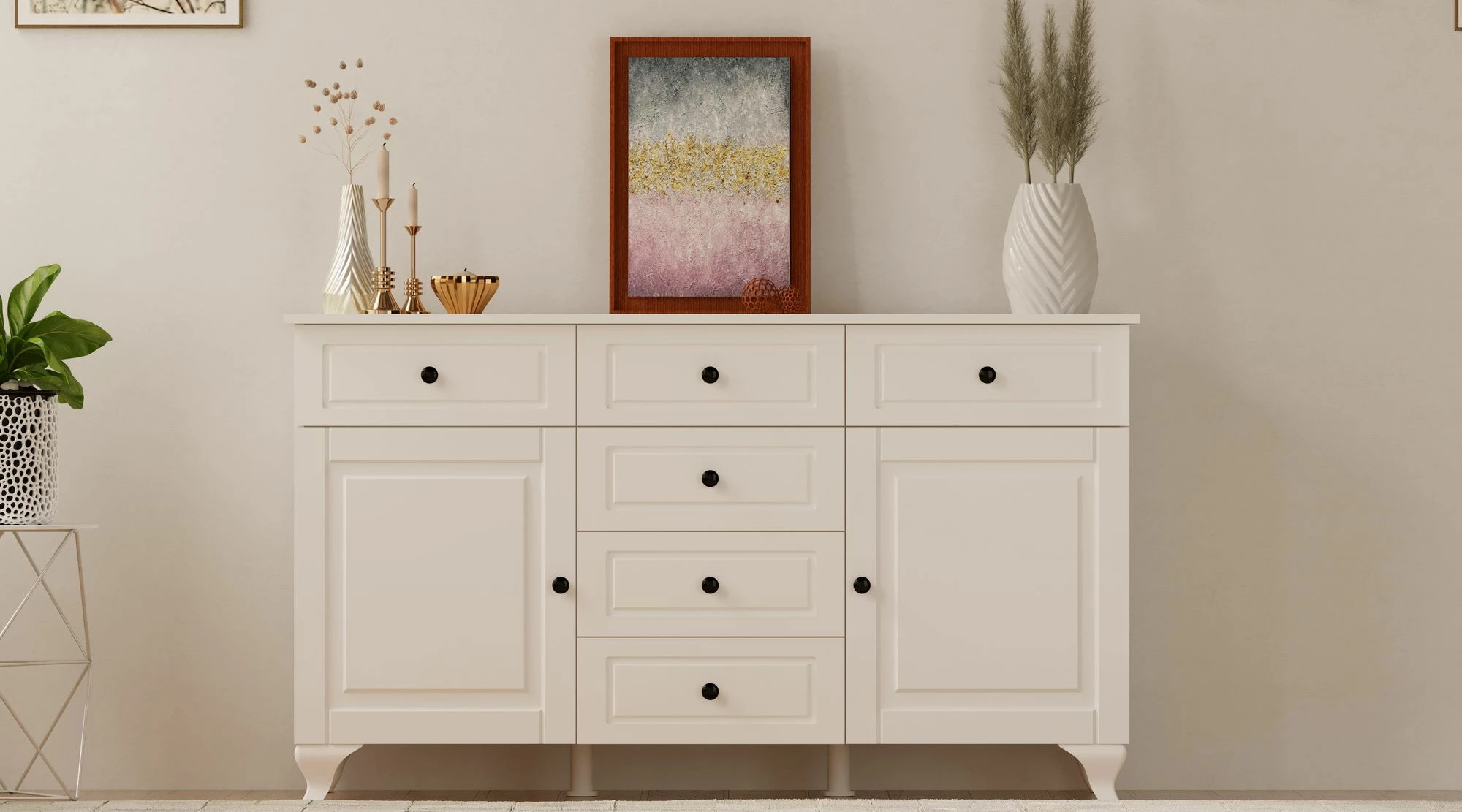 Komoda v mat beli barvi Skye Decor, Rb-025-01