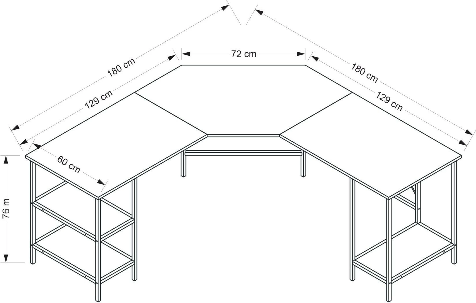 Kotna delovna miza, barva Dore, Hanah Home Power L - 8538