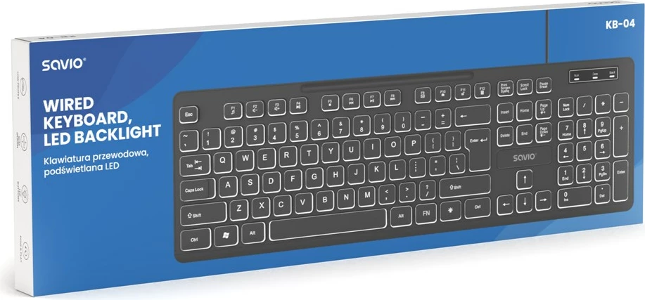 Tipkovnica SAVIO KB-04, QWERTY UK International, z žico, črna