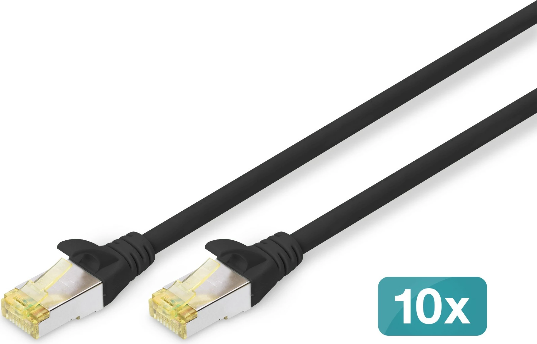 Omrežni kabel Cat6a S/FTP, 1 m, set 10 kosov, RJ-45, črn - Digitus