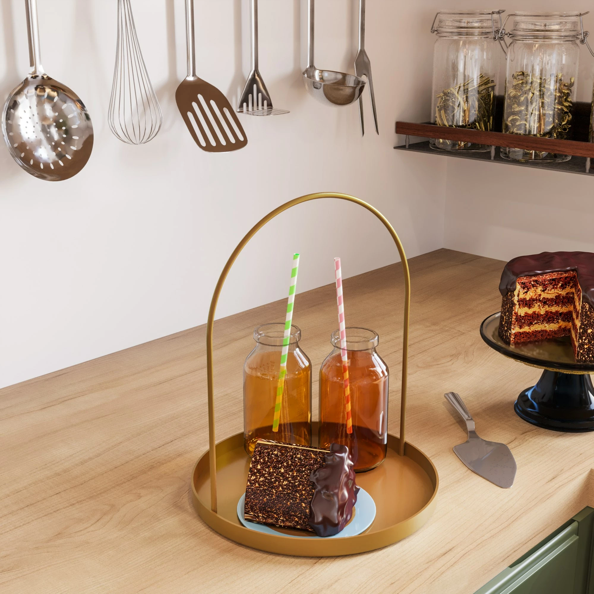 Kovinski dekorativni dodatek Aberto, zlata, Kos-B