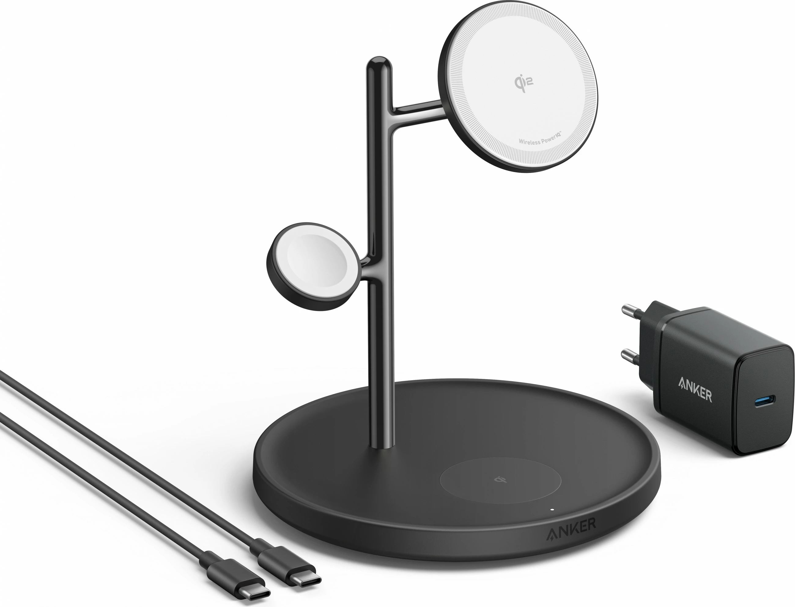 Stojalo za brezžično polnjenje MagGo, Anker, USB, črno