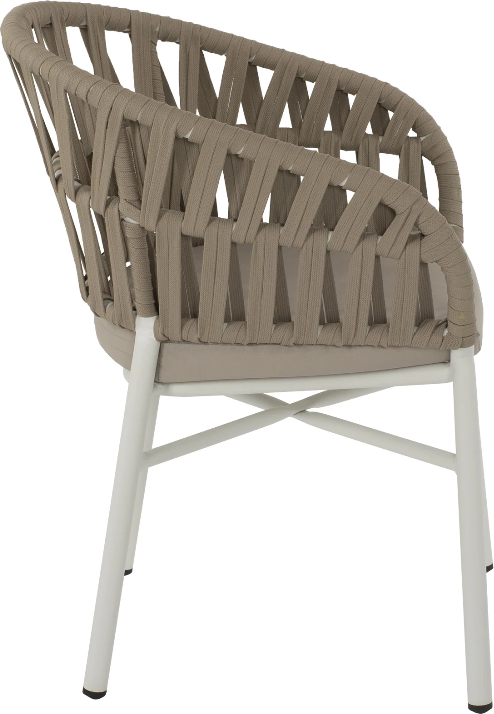 Aluminijasti naslanjač bel z bež vrvjo 57x56x78Η cm FH5857.02