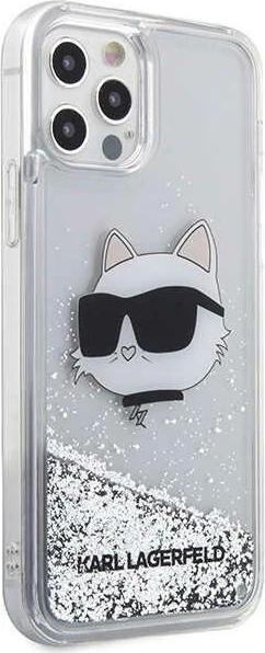Ovitek za telefon iPhone 12/12 Pro 6,1", Glitter Choupette, srebrn, Karl Lagerfeld KLHCP12MLNHCCS
