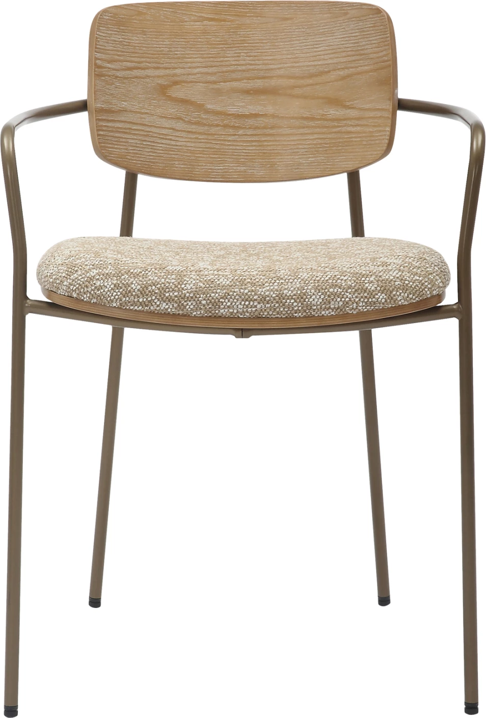 Jedilni stol VIKKI FH9980.01 kovinski v barvi starinskega bakra-bela prana vezana plošča-bež tkanina 54x54x75,5H cm, set 2 kosov