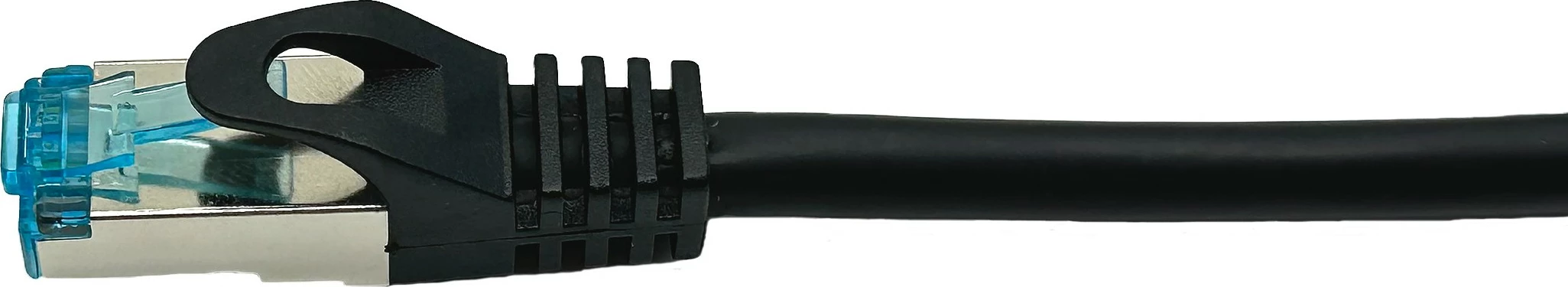 Omrežni kabel Cat6a 0,5 m, ravni na kotni RJ-45, Equip, črn