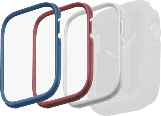 Zaščitni okvir UNIQ Moduo 3-v-1 za Apple Watch 4/5/6/7/8/SE/SE2 44/45mm, modra, rdeča, bela, set 3 kos