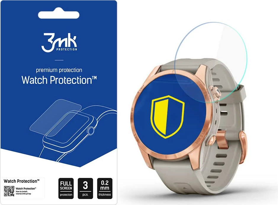 Zaščita zaslona za uro Garmin Fenix 7S Pro Solar, 3mk Watch Protection, 3 kosa, prozorna
