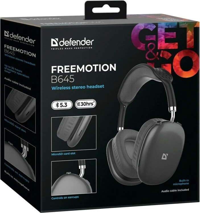 Brezžične slušalke Defender FreeMotion B645, Bluetooth, črne
