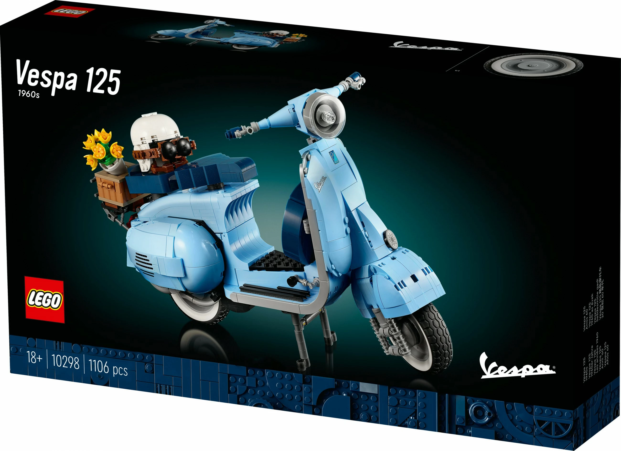 Model skuterja Vespa 125, komplet LEGO Creator Expert, 1107 kosov, večbarven