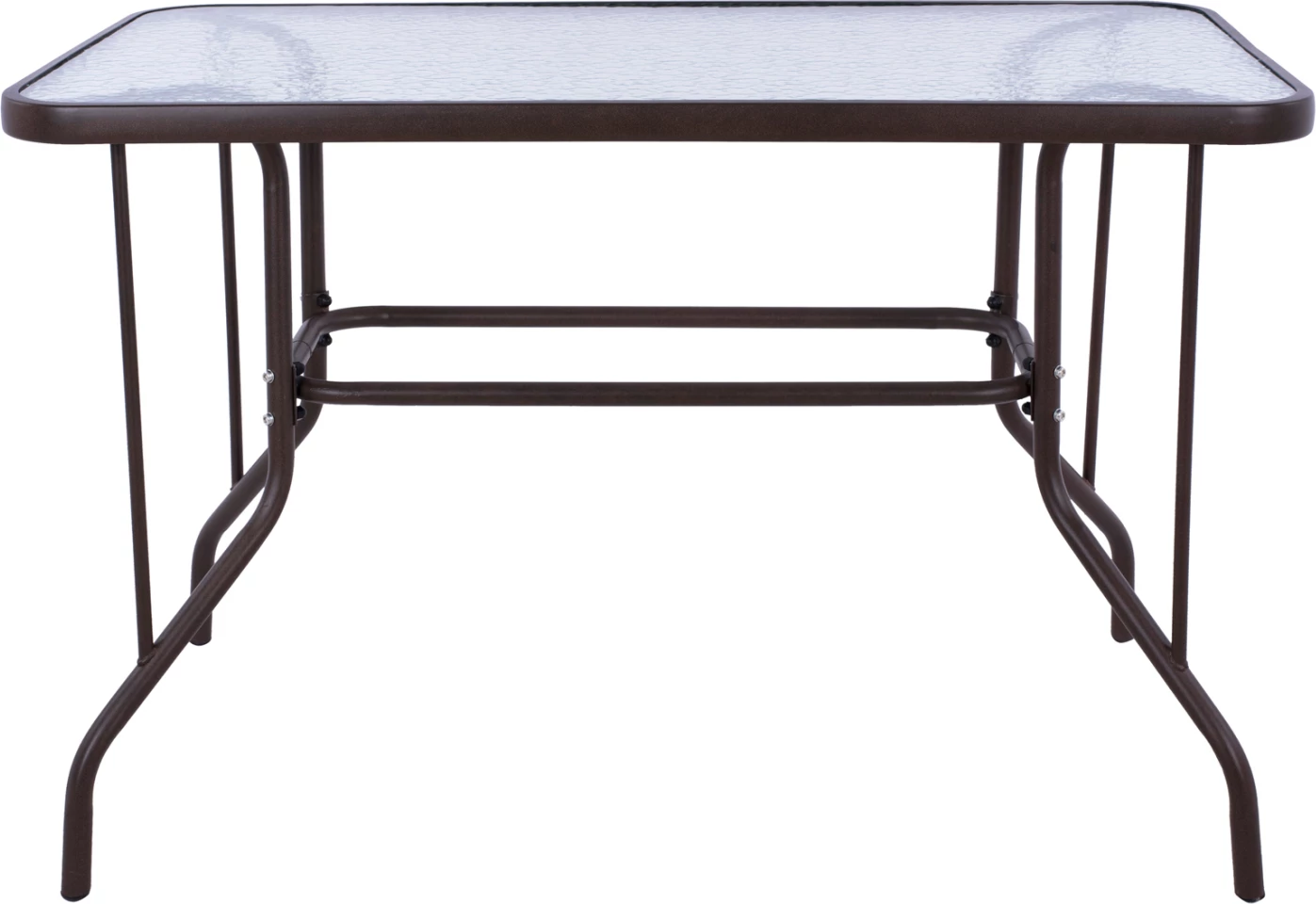 Zunanja kovinska miza ADAM FH5020.02 rjava s kaljenim steklenim vrhom 110Χ60Χ71Hcm
