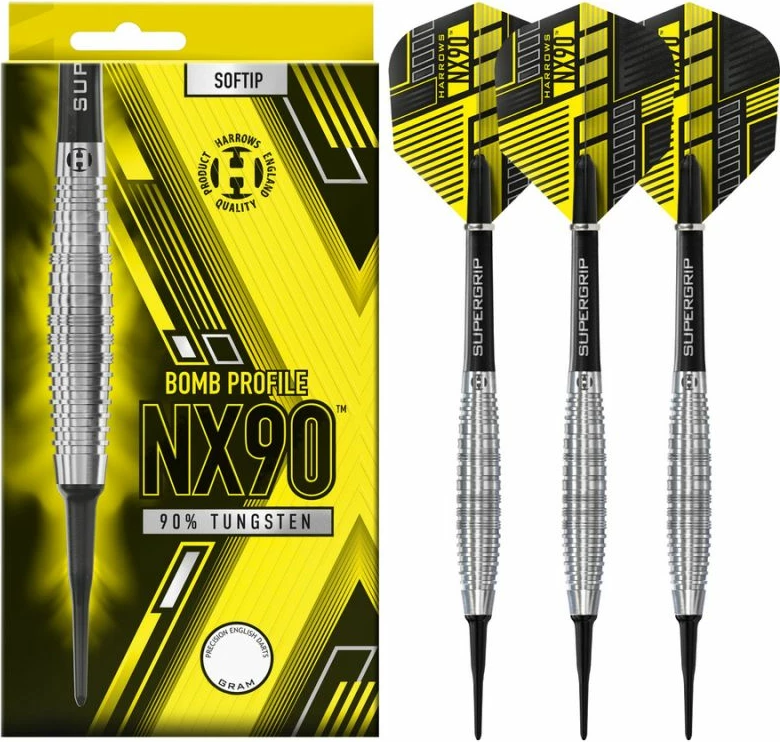 Darts puščice, Harrows NX-90, unisex, rumeno/sive