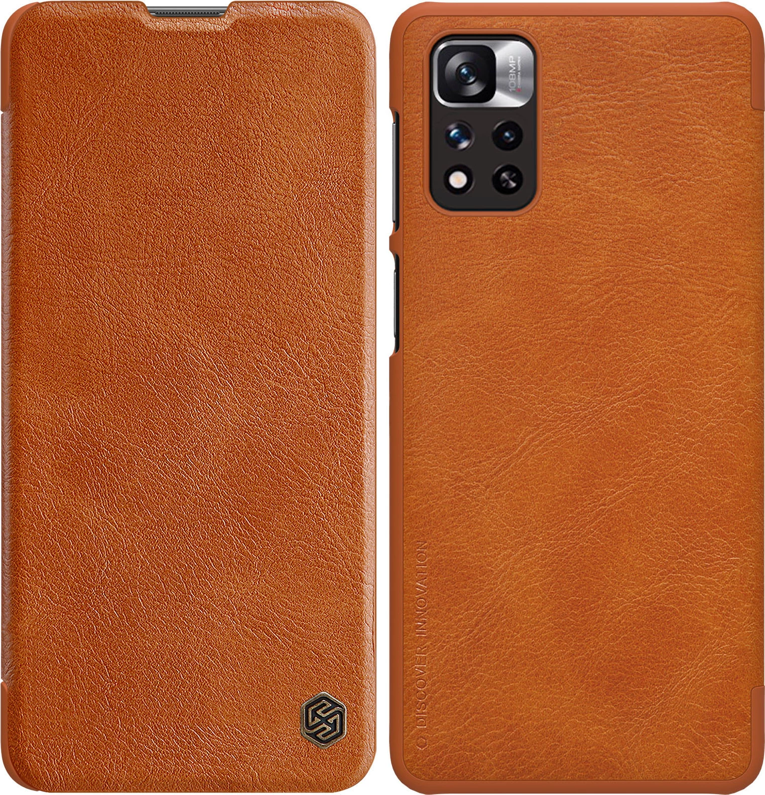 Zaščitni ovitek Nillkin Qin za Xiaomi Redmi Note 11 Pro+, Redmi Note 11 Pro, Mi 11i HyperCharge, rjav