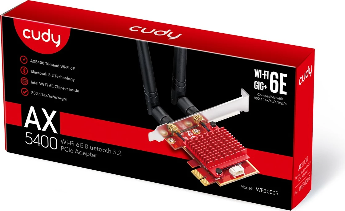 Kartica omrežja Cudy WE3000S, PCI Express, WLAN/Bluetooth, 2400 Mbit/s