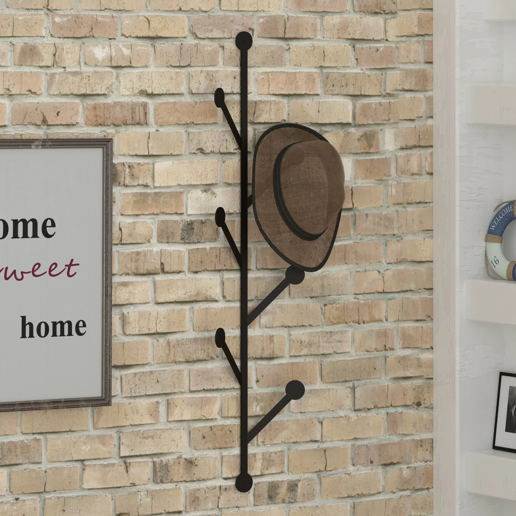 Kovinski stenski obešalnik, črn, Skye Decor Ponpon