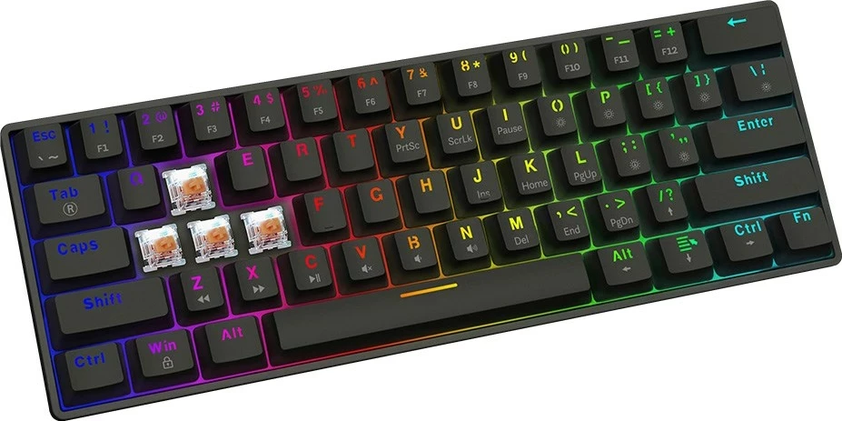 Mekančna igralna tipkovnica SAVIO BLACKOUT X2 PEACH, 60%, RGB, črna