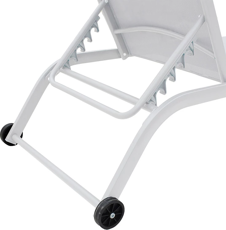 Ležalnik, aluminij bel, tekstilen bel Jaipur