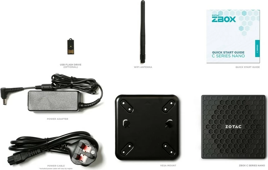 Mini PC Zotac ZBOX CI337 NANO, Intel N100, 1x DDR5 SODIMM, SATA M.2, črn