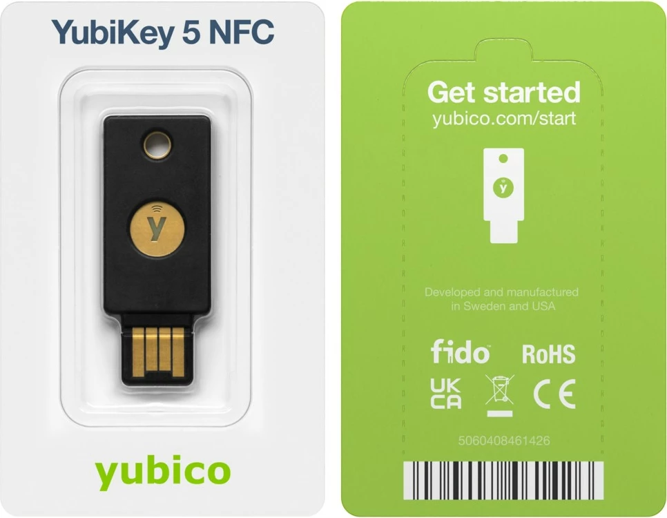 Varnostni ključ YubiKey 5 NFC, Yubico, USB-A, črn