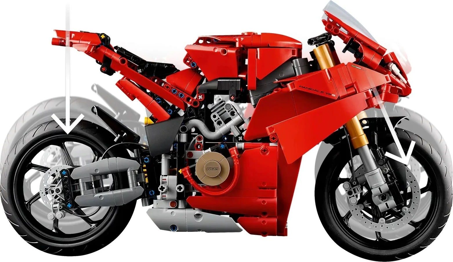 Detajni model motocikla LEGO Technic Ducati Panigale V4 S, Model 42202, rdeč