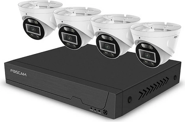 Set kamer varnostnih kamer 4K, Foscam FNA108E-T4-2T, 4 kamere, snemalnik 2TB, bel