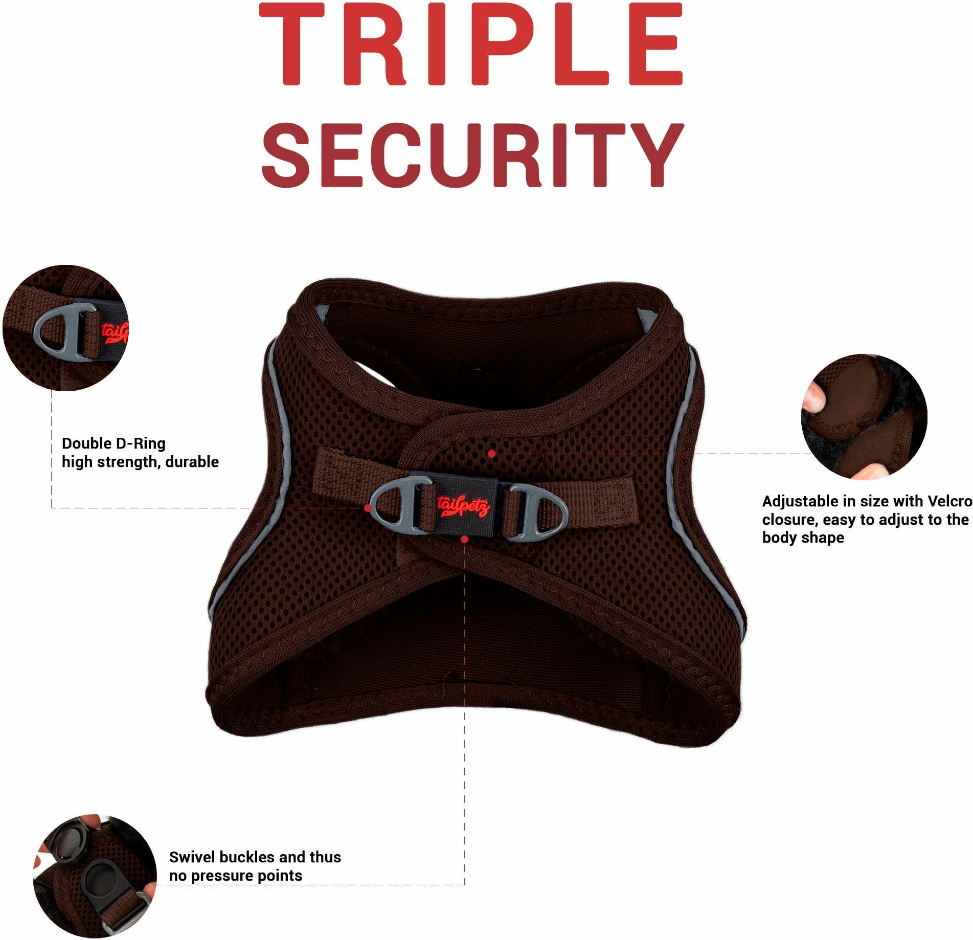 Oprsnica iz air-mesh materiala, rjava, Paws & Whiskers