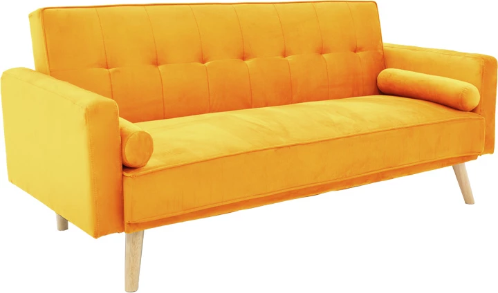 Trosed, raztegljiv v posteljo, rumen žamet, 190x80x84 cm