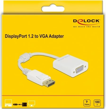 Adapter DisplayPort na VGA DeLOCK 0,15 m, bel