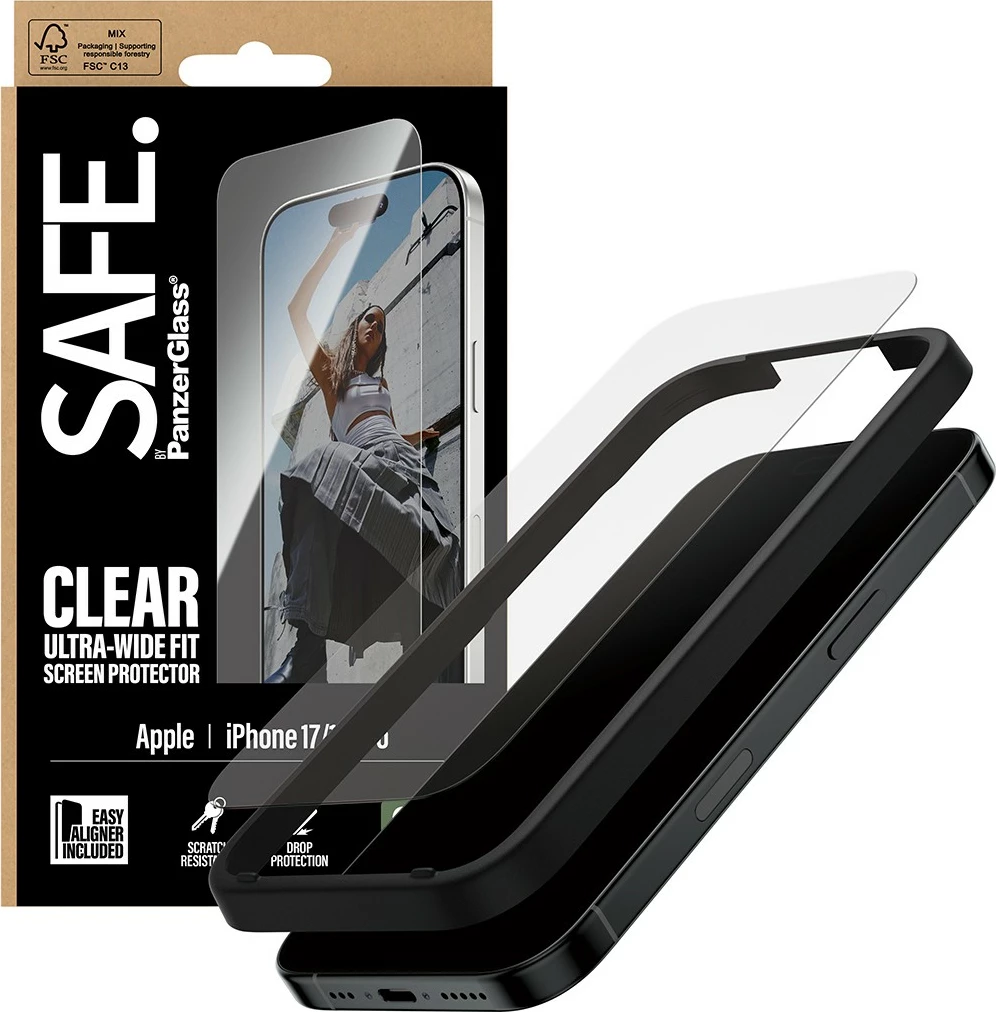 Zaščitno steklo za zaslon PanzerGlass SAFE za iPhone 17/16 Pro/UWF