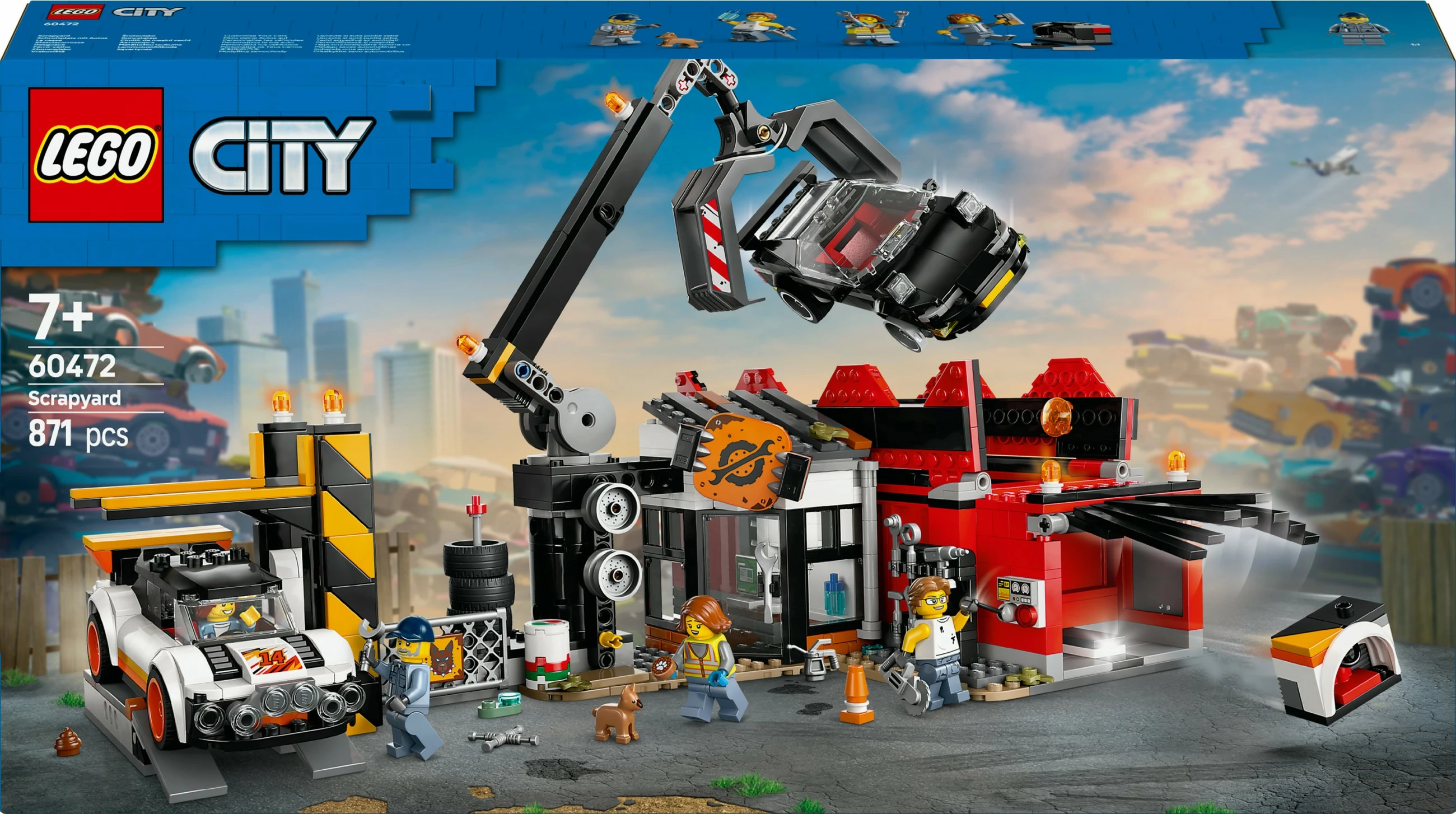 Set za sestavljanje s smetiščem in avtomobili LEGO City 60472, 871 kos, večbarven