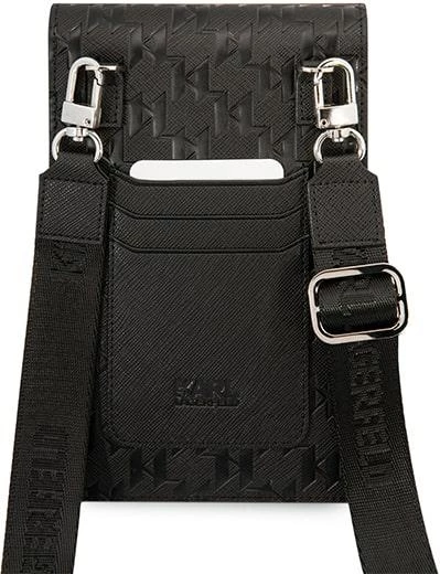 Torbica za telefon Karl Lagerfeld Monogram Plate, črna