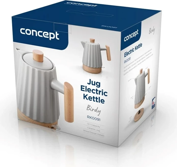 Električni čajnik 1,5 l Concept RK0091, svetlo siv